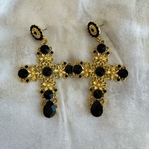 Gold Cross Earrings - D&G inspired